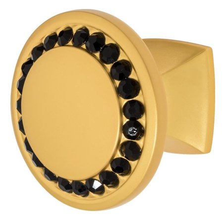 WISDOM STONE Isabel Cabinet Knob, 1-1/4 in dia., Satin Gold with Black Crystals 4211SG-B